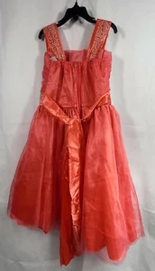 Cinderella Couture Sparkling Rhinestone Dress Coral Red Girls Size 10 - Picture 1 of 4