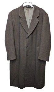 Vintage Ralph Ralph Lauren Wool Tweed Long Overcoat Single Breast Men SZ44R - Picture 1 of 6