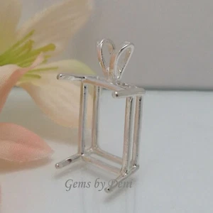 Sterling Silver Emerald Cast Wire Pre-Notched Pendant Setting (5x3mm- 30x22mm) - Picture 1 of 6