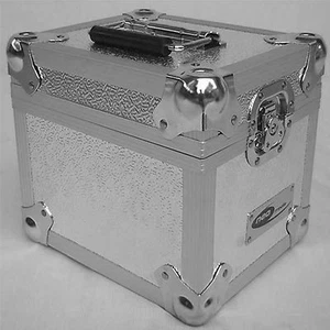 1 x étui de transport DJ en aluminium argenté NEO pour 100 disques simples vinyle 7" - Photo 1/1