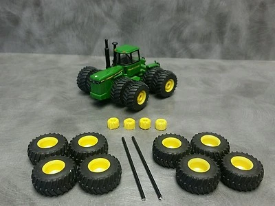 1/64 Farm custom scratch 800/70 R38 4WD tractor tire kit yellow rims + weights  - Image 1 of 4