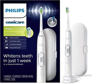 ** Caja abierta - Cepillo de dientes eléctrico Philips Sonicare ProtectiveClean 6100 (blanco) - Imagen 1 de 3