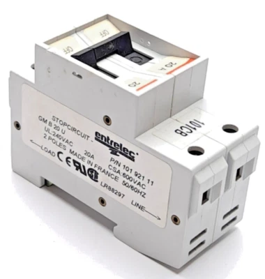 Entrelec GMB20U Stop Circuit, Breaker 240VAC 20A 600VAC 50/60Hz 2Pole, LR88297 - Image 1 of 3