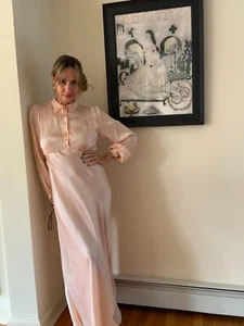 Camicia da notte anni '20 manica lunga pura seta - abito antico - Foto 1 di 19