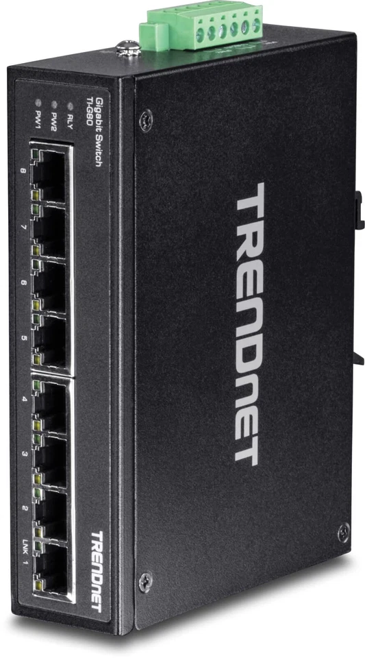 TRENDnet TI G80 8 Port Industrial Gigabit DIN Rail Switch 16 Gbps Capacity - Image 1 of 4