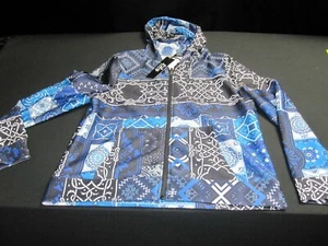 New with tags Lily By Firmiana Zip Up Hoodie Blue/Navy Blue floral Size XL ~8328 - Picture 1 of 7