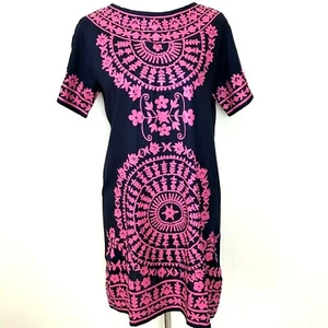 Neu Buckhead Betties Kleid Small Damen dunkelblau rosa Print Kleid Kurzarm - Bild 1 von 10