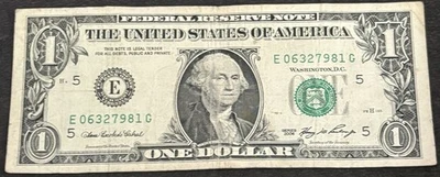 2006 Richmond $1 Bill Fancy Ladder 6,7,8,9,0,1,2,3 All Unique Numbers Note - Image 1 of 2