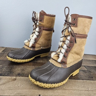 L.L. Botas de invierno Bean 10" Wicked Good forradas en piel de oveja para mujer talla 9M gamuza tostada Foto 1 de 4