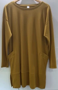 QVC Marla Wynne Jersey Longline Tunic With Pockets Size Large Mustard Yellow NWT - Picture 1 of 7