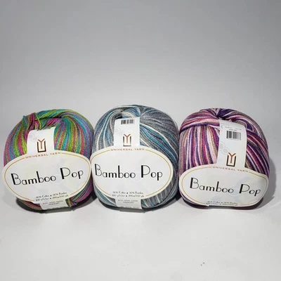 Lote Mixto de 3 Calcetines Bambú Pop Hilo Algodón #204 #213 #211 3 Peso Ligero Foto 1 de 4