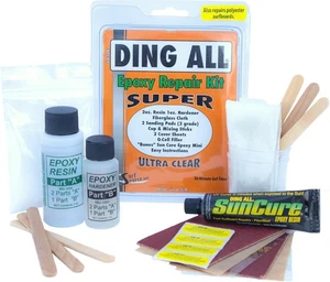 Kit de reparación de Super tabla de surf epoxi - tela de fibra de vidrio y esponja de lijado de 2 grados - Imagen 1 de 5