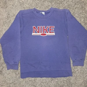Vintage 00’s Nike Crewneck Youth M/Adult XtraSmall blue Spell Out Logo Swoosh - Picture 1 of 4