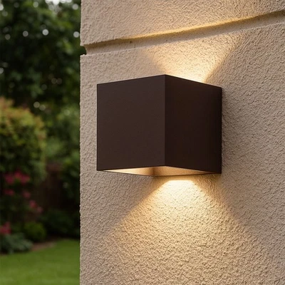 Wandleuchte Fassadenlampe Außenlampe Balkonleuchte LED rostfarben 2 flammig - Bild 1 von 4