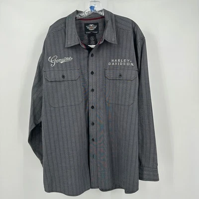 Harley Davidson Mens Embroidered Shirt Size 3X Pinstripe Biker Motorcycle Rider - Image 1 of 4