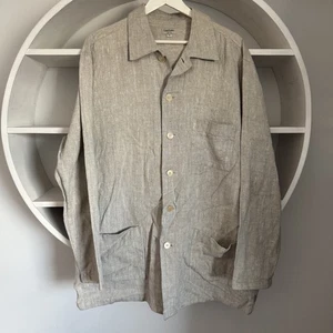 Men's GRAN SASSO 100% Pure Linen Pearl Button Italy Light Jacket Size 56 - Picture 1 of 8
