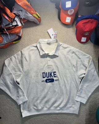 Nike Duke University Blue Devils Center Swoosh Collared Fleece Preppy Size 2XL - Image 1 of 4
