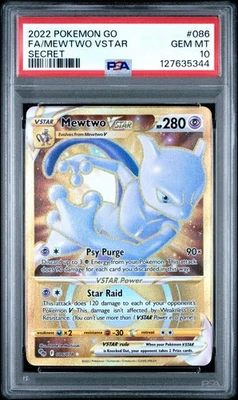 Pokémon Go Mewtwo VSTAR Holo TCG Card 086/078 PSA 10 Gem Mint - Image 1 of 2