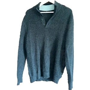 Nautica Herren Baumwoll Pullover Gr. L grau Knopfleiste Fischer Strick Preppy - Bild 1 von 4