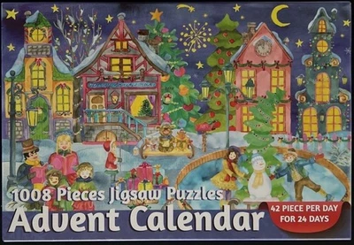 Christmas Advent Calendar Jigsaw Puzzle 1008pc/42pc Per Day For 24 Days*COMPLETE - Image 1 of 4