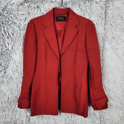 Dana Buchman Blazer Jacket Womens Size 2 Red Linen Blend Lined Career Formal - Image 1 of 4