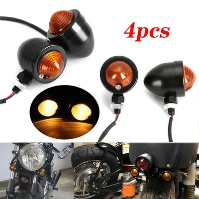 4x For Honda Shadow VT750 VT1100 Bullet Black Motorcycle Turn Signals Light Lamp - Image 1 of 4