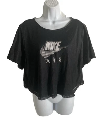 Camiseta corta de malla Nike NSW Sportswear para mujer talla grande 1X forrada de malla negra DN4970 Foto 1 de 4