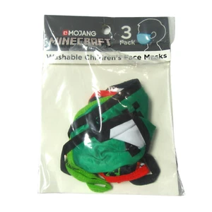 Mojang Minecraft Boys Washable Face Mask Multicolor Opened Bag (3 Pack) - Picture 1 of 3