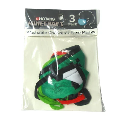 Mojang Minecraft Boys Washable Face Mask Multicolor Opened Bag (3 Pack) - Image 1 of 3