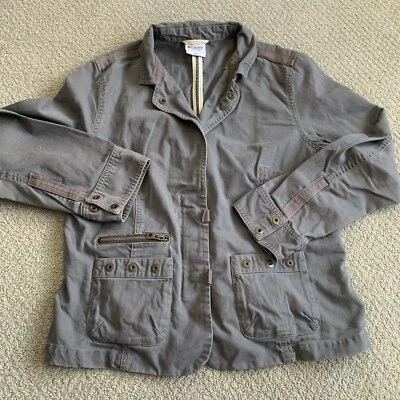Columbia Women’s Army Gray Military Style Field Jacket Blazer Size Large Cotton - Image 1 of 4