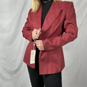 Claude Montana red linen structured blazer vtg new tag size 10 - Picture 1 of 4