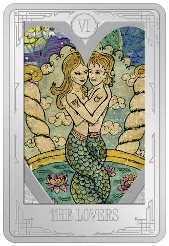 2022 Niue Tarot Cards The Lovers Rectangular 1 oz Silver Colorized Proof Cover