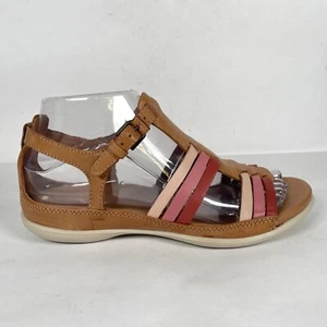 ECCO Flash Huarache Strappy Sandals Womens Size 37 US 6 Brown Pink Leather Shoes - Picture 1 of 10