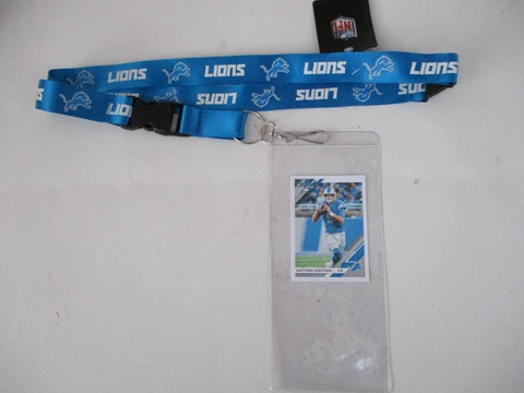 DETROIT LIONS LANYARD WITH TICKET HOLDER PLUS COLLECTIBLE PLAYER CARD Cover