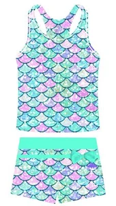 4T Bathing Suits for Girls Mermaid Swimsuit with Shorts Two Piece Swimwear Ki... - Picture 1 of 6