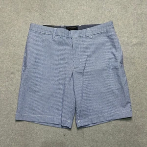Banana Republic Aiden Club Shorts Mens 32 Blue Seersucker Slim Fit Striped - Picture 1 of 11
