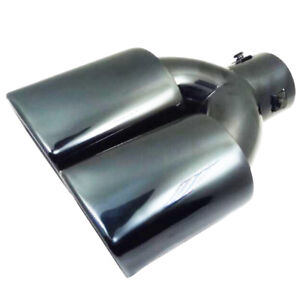 Black 63mm Double Stainless Steel Auto Car Exhaust Pipe Tail Muffler End Tip 1PC