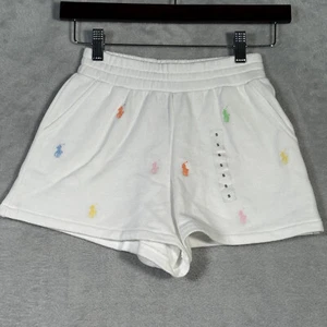 Ralph Lauren Shorts Girls Small 7 White Pony Embroidered Fleece Logo Pockets - Picture 1 of 5