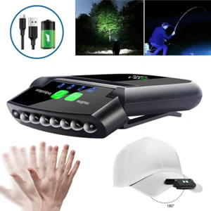 LED Cap Clip-on Headlamp USB Rechargeable Sensor Hat Lamp Torch Light 2 Modes - Picture 1 of 16