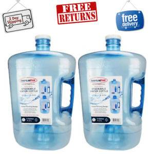 3 Gallon Stackable Plastic Water Bottle Jug Container Reusable BPA Free, 2 Pack