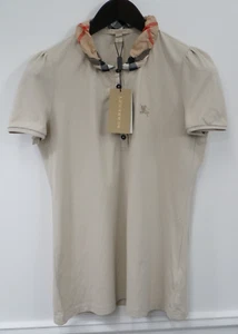 Burberry Brit Knit Novacheck Collar Detail Polo T-Shirt Trench Size L - Picture 1 of 9
