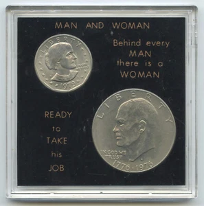 Behind Every Man There's a Woman 1976 & 1979 Eisenhower Susan B Coin Set B477 - Picture 1 of 4