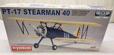 KYOSHO PT 17  STEARMAN 40 R/C AIRPLANE ARF BALSA 49.5 WS VINTAGE NOS BLUE YELLOW - Image 1 of 4