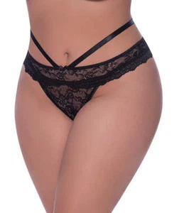Ooh La Lace Peek-A-Boo Cheeky Panty Black QN - Picture 1 of 2