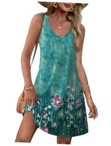 Womens Summer Dresses 2025 Loose V Neck Sleeveless XX-Large A Floral 09 - Picture 1 of 6