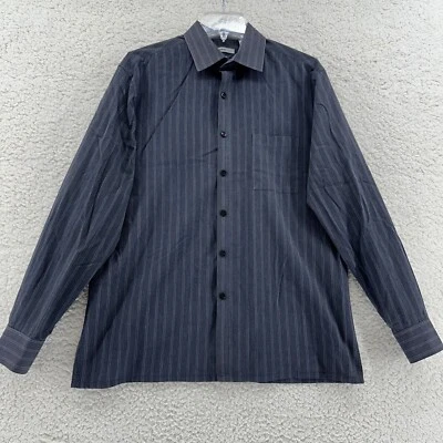 Moda Campia Moda Mens Large Slim Fit Black Striped Long Sleeve Button Up Shirt - Image 1 of 4
