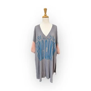Free People We The Free City Slicker Tunic Graphic Print Top Size XS Gray - Picture 1 of 7