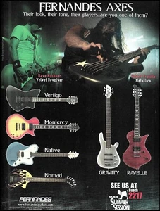 2005 Fernandes Guitar ad Velvet Revolver Dave Kushner Metallica Robert Trujillo - Picture 1 of 3