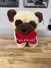 Pugs & Kisses 13” Plush Stuffed Valentine Pug Dog Toy New
