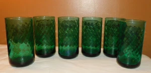 Lot of 6 Anchor Hocking Green Swirl Iced Tea Glasses Tumblers 12 oz - Picture 1 of 6